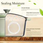 Overmont Enameled Cast Iron Dutch Oven - 5.5QT Pot with Lid Cookbook & Cotton Potholders - Heavy-Duty Cookware for Braising, Stews, Roasting, Bread Baking Verdant