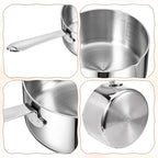 Stainless Steel Butter Warmer Measuring Pan 0.5 Quart Small Sauce Pan 18/10 Tri-Ply Stainless Steel Saucepan with Dual Pour Spouts