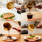 Upgraded Golden Mini Butter Warmer 300ml, 2-Pack Stainless Steel Small Pots for Melting Chocolate, Butter, Wax, Heating Milk, Oil, Frying Eggs & More