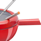 Zwilling 40201-002 Fondue Set - Cherry Enamel Cast Iron Pan, Swiss Fondue Set for Melted Cheese, 6 Stainless Steel Forks, Chocolate Melting Pot, Splash Protector, Suitable for All Hobs, Food Warmer