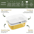 7"x5" Sturdy Foil Pans with Snap-On Lids (5 Pack) | 2X Thicker Heavy Duty Reusable 31oz | Grill Oven Microwavable Multi-Use Pot | Disposable Aluminum Tin for Baking Cooking