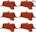 Fitable 6 Pack Rust 90?56 Inch Rectangle Tablecloth - Stain Resistant and Washable Table Cover, Polyester Fabric Table Cloth for Wedding, Party, Banquet, Formal Events