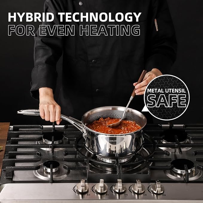 DELUXE Hybrid Ceramic Nonstick 5.4-Quart Dutch Oven with Tempered Glass Lid, Dishwasher Oven Safe, Induction Ready, PFOA Free Compatible with All Cooktops
