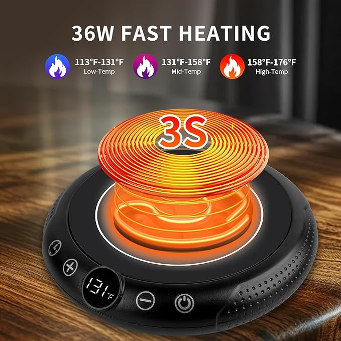 Coffee Mug Warmer, White Elephant Gifts for Adults, Electric Cup Warmer for Desk, Candle Warmer Plate 8-Temp Setting & 1-12H Timer, Stocking Stuffer for Women Men