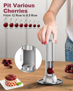 Cherry Pitter, 304 Stainless Steel Cherry Pit Remover and Corer for Large & Small Cherries, Heavy Duty, Dishwasher-Safe, Time-Saving, Effortless to Use Cherry Stoner (Press-Type)
