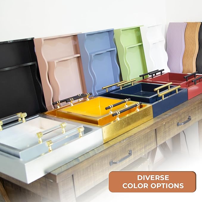 Rectangle Serving Tray with Handles - for Coffee Table, Breakfast, Dinner Kitchen Living Room Bedroom, Home Decor for All Occasions, Silver, Size M