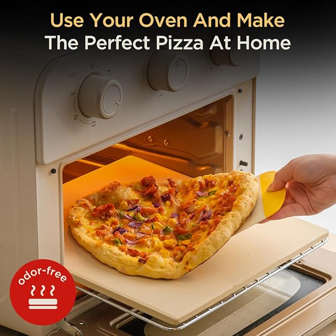 Pizza Stone for Oven and Grill, Heavy Duty Cordierite Baking Pan, Square Baking Stone for Bread, Cookie, 14x14 Inch