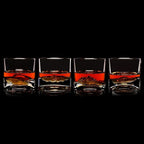 LIITON American Peaks Heavy Crystal Whiskey Glasses Gift Set of 4, Thick Freezable Bourbon Glass 1lb Each, Premium Whiskey Gifts for Men, Frozen Crystal Chills Cocktails, 10 oz