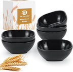 5 oz Soy Sauce Dishes, 6 Pack Wheat Straw Small Dipping Bowls, Sauce Dish, Small Dip Bowls for Side Dishes, Condiment, Appetizer, Snack (Black)