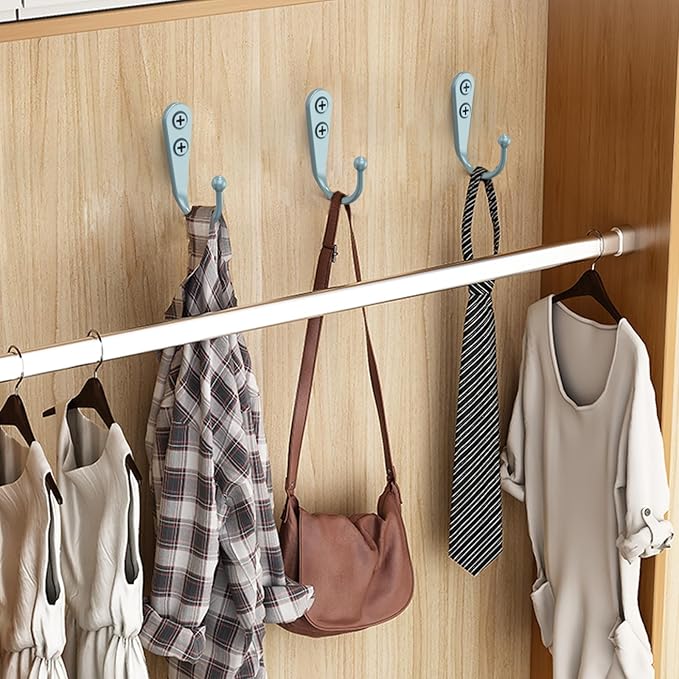 15 Pcs Black Wall Mounted Coat Hooks, Hanger Hook with 30 Pieces Screws for Towel, Key, Robe, Scarf, Bag, Cap, Coffee Cup, Mugs（Bule）