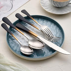 20-Pieces Black gold Silverware Sets for 4,Black gold Handle Stainless Steel Cutlery Set, Include Forks Spoons and Knives Set, Dishwasher Safe Utensil Sets for Home Restaurant