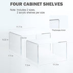 Acrylic Kitchen Cabinet Organizer Shelf, Spice Rack, Plate and Cupboard Storage Riser, Versatile Pantry Shelf, Durable Clear Countertop Organizer for Home and Kitchen(4 PCS)
