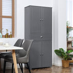 HOMCOM 72" Freestanding Kitchen Pantry Cabinet, Tall Storage Cabinet with 4 Doors, Drawer and Adjustable Shelves for Dining Room, Gray