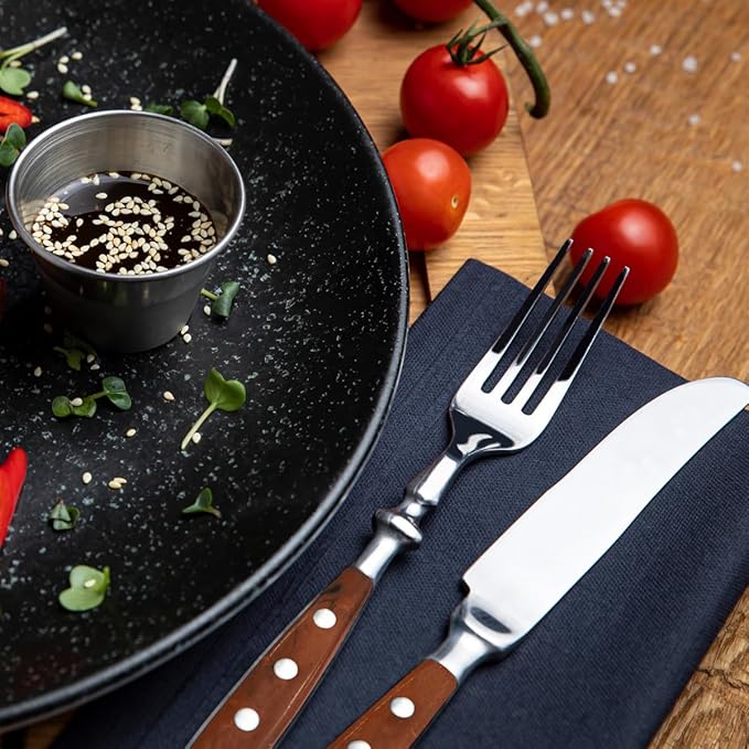 24-Piece 18/0 Stainless Steel Silverware set,Vintage Flatware set with Bakelite Handle,service for 4,Cutlery set (Brown)