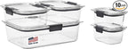 Rubbermaid Brilliance Food Storage Containers, Set of 5 (10 Pieces), BPA-Free, Leak-Proof, Clear