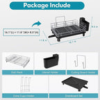 BOOSINY Dish Drying Rack for Kitchen Counter, Stainless Steel Dish Drainers with Drainboard Set, Space Saving, Compact Metal Plates Strainers Rack with Cup Holder, Utensil Holder