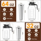Cold Brew Coffee Maker Jar - 2 Pack 64 oz/32 oz Glass Cold Brew Maker with Handle, Stainless Steel Filter & Leak-Proof Lid, Heavy Duty Cold Brew Pitcher for Iced Coffee, Sun Tea, and Milk