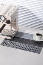 LEXMORE PlaceMats Set of 12 Vinyl/Plastic Woven Place Mats for Kitchen Table Indoor/Outdoor Washable PlaceMat Wipeable Dining Table Mats(Silver Gray Black)