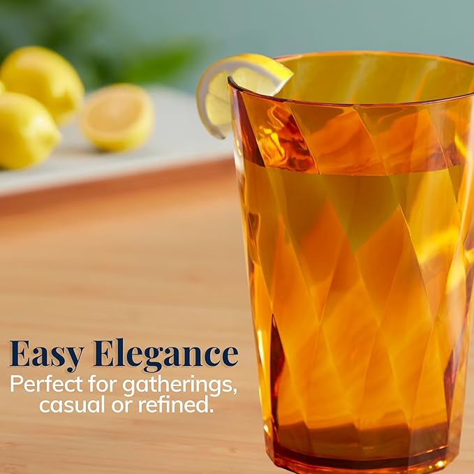 US Acrylic Optix Mini Plastic Reusable Drinking Glasses (Set of 8) 8oz Juice Cups in Jewel Tone Colors | BPA-Free Tumblers, Made in USA | Top-Rack Dishwasher Safe