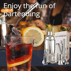 13-Piece Bartender Kit Bar Tool Set – Boston Cocktail Shaker Set with Muddler,Strainer,Jigger,Spoon–Home Bar Accessories and Drink Mixer Gift for Bartesian,Housewarming, Bar Cart Decor