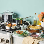 Anolon Nouvelle Stainless Steel Cookware Pots and Pans Set, 10 Piece