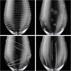Joeyan Hand Blown Etched Red and White Wine Glasses,Stemmed Glasses with Stripes and Dots Pattern,Clear Carved Long Stem Glassware Set for Wine Tasting Birthday Anniversary Wedding,19 oz,Set of 4
