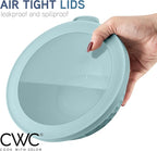 COOK WITH COLOR Mixing Bowls with Lids - 12 Piece Plastic Nesting Bowls Set includes 6 Prep Bowls and 6 Lids, Non Slip Bottom and Embossed Design - Microwave Safe (Blue)