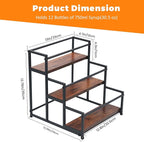Coffee Syrup Rack - 3-Tier 12 Syrup Bottles Holder - Liquor Bottle Display Shelf - Kitchen Cabinet Organizer for Jars, Condiments - Wooden Countertop Organizer for Seasonings, Tea, or Coffee