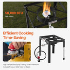 VEVOR 18 Qt Fish and Wing Fryer with Double Basket, Aluminum Propane Fish Fryer Kit, Outdoor Deep Fryer Seafood Pot with Thermometer and 58,000 BTUs Propane Burners, for Outdoor and Backyard Cooking