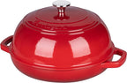 Enameled Cast Iron Dutch Oven Pot with Lid, Bread Oven for Sourdough Bread Baking, Dutch Ovens with Bread Proofing Basket& Baking Supplies Set, 6 Quart, Red