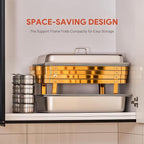 WILPREP Chafing Dishes for Buffet, 4 Pack 9 qt Chafer and Buffet Warmer Set with Full Size Pans & Foldable Frames, Food Grade Stainless Steel Food Warmers for Parties Buffets Banquets, Gold & Silver