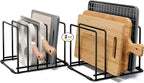 2-Pack Baking Sheet Organizer Rack – 5-Slot Bakeware & Cookie Tray Holder for Kitchen Cabinet or Countertop, Compact Stainless Steel Cutting Board Rack with Rust-Resistant Frame & Anti-Slip Feet