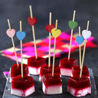 Minisland Multicolor Love Heart Cocktail Picks, 4.7 Inch Long Bamboo Fancy Toothpicks for Appetizers, Bridal Shower Wedding Valentines Party Food Drinks Garnish Fruit Skewer Sticks 100 Counts -MSL445