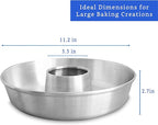 Aluminum Ring Cake Pan (11.2 in) - Fluted Tube Pan for Baking Pound Cake - Flan Mold - Molde para Chocoflan and Pasteles