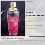 Cocktail Shaker, 14.5 Oz Glass Drink Shakers Cocktail for Bars, Whiskey, Cocktails, Gold