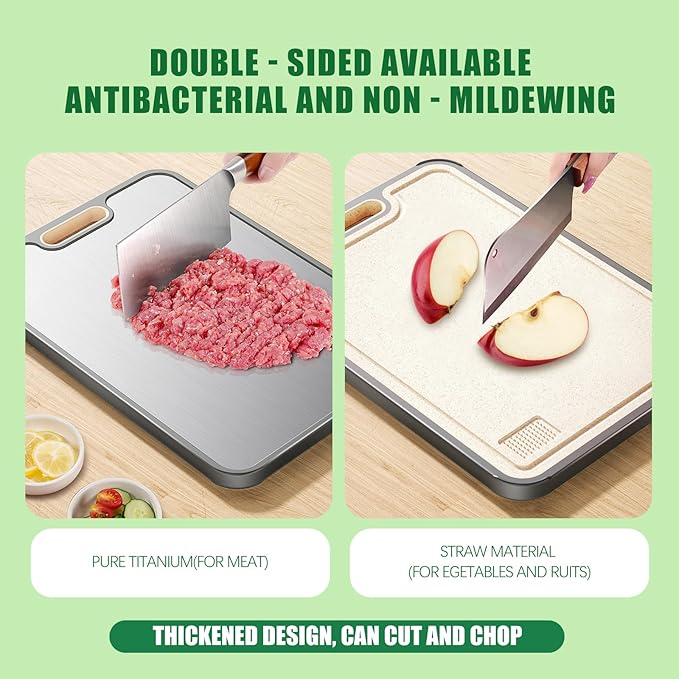 3 Pcs Titanium Cutting Board, Pure Cut Titanium Cutting Boards for Kitchen, Food-Grade Chopping Board for Cutting Fruit Meat Vegetable, Dishwasher Safe Easy to Clean, 15×10 Inch