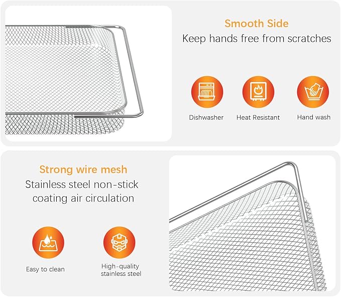 Air Fryer Oven Basket Replacement Baking Trays for Ninja Foodi SP201 SP301 SP351 Series Dual Heat Air Fryer Oven, Mesh Basket，Air Fryer Accessories for Ninja Foodi Air Fry Oven