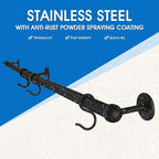 ROTHLEY Hanging Pot Rack Hanger: 39.4 Inch Stainless Steel Pot and Pan Hanger Pot Rack Wall Mounted Hanging Pots and Pans Rack Pot Hangers for Kitchen Utensil Rail with Hooks (Matt Black