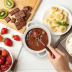 BSTKEY 300ML Ceramic Butter Warmer Set with 2 Forks, White Fondue Pot Melting Pot Set, Melt Hot Pot Bowl Set for Cheese Chocolate Butter Caramel