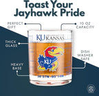 Greenline Goods – University of Kansas Jayhawks College Whiskey Glasses (Set of 2), 10 oz – Full-Color Logo + Campus Map