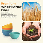 Homienly Plastic Bowls Alternative, Unbreakable Wheat Straw Cereal Bowls 8 PCS - Microwave & Dishwasher Safe Bowl for Cereal, Snack, Rice, Salad, Soup Bowls for Kitchen, Camping, Party(Muliti,26 OZ)