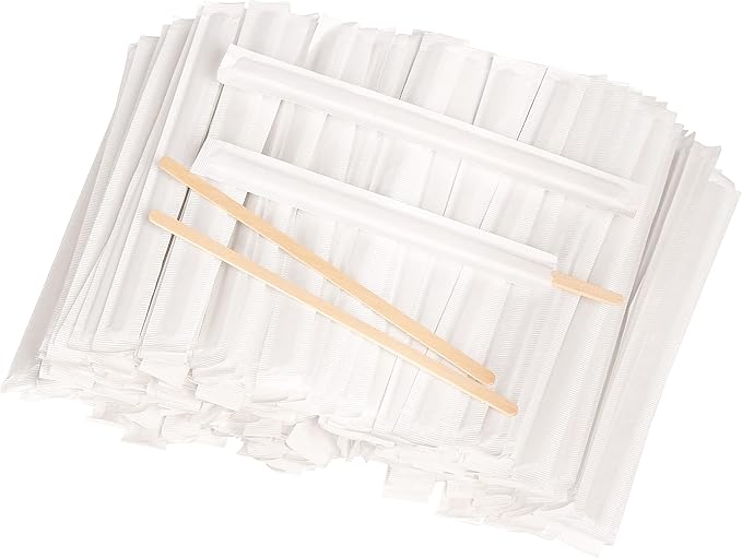 Coffee Stirrers 500pcs Individually Wrapped Coffee Stirrers Wood - 7 Inch Disposable Wooden Stir Sticks for Coffee, Cocktail and Hot Drinks