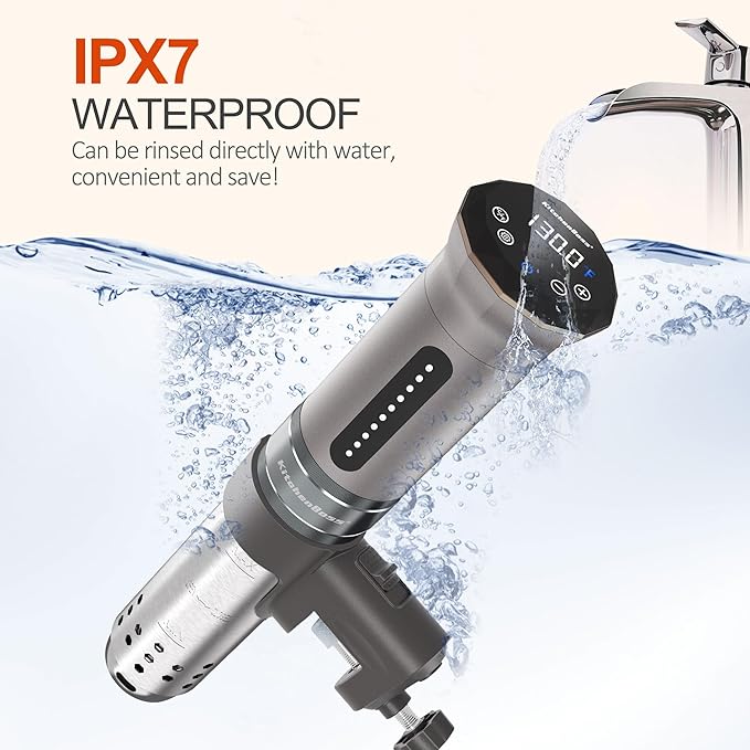 KitchenBoss Sous Vide Cooker Machine: Ultra-quiet 1100 Watt IPX7 Waterproof Water Thermal Immersion Circulator Accurate Temperature Control Digital Display Slow Cooking Sous-vide