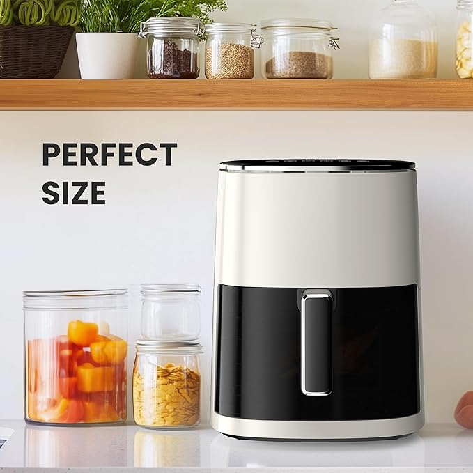 Sweetcrispy 6QT Air Fryer with Window, Square Airfryer Oven 12-in-1 for Family, 400°F Rapid Air Crispy Technology, Roast Bake Dehydrate, Nonstick & Easy-Clean Basket, White