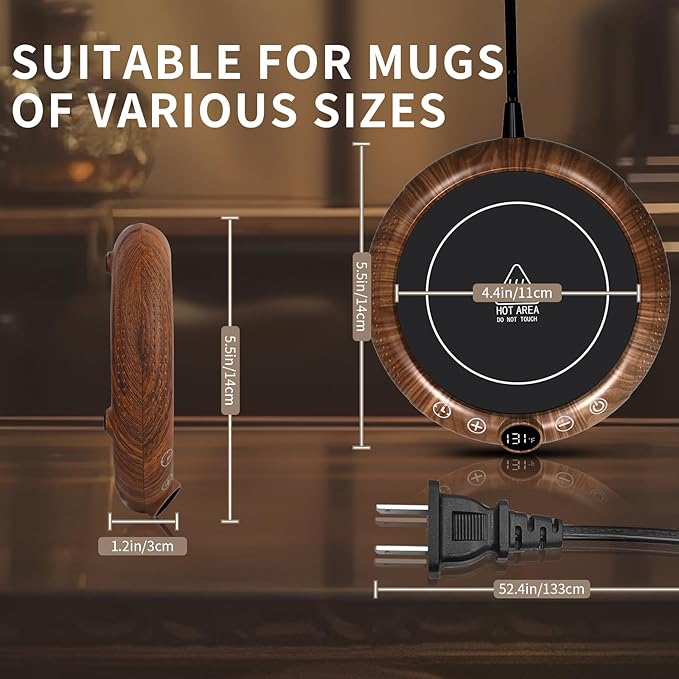 Coffee Mug Warmer, White Elephant Gifts for Adults, Electric Cup Warmer for Desk, Candle Warmer Plate 8-Temp Setting & 1-12H Timer, Stocking Stuffer for Women Men