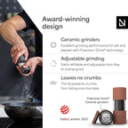 LARS NYSØM Salt and Pepper Grinder Set I Salt and Pepper Mills with Adjustable Ceramic Grinder 2 pieces I Manual Design Spice Mill Set (Brick Red)