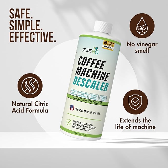 Coffee Machine Descaler - 10 Uses - Keurig Descaling Solution - Universal Descaler for Keurig, Nespresso, Delonghi, Breville, Ninja and All Single Use Coffee and Espresso Machines - Made in USA