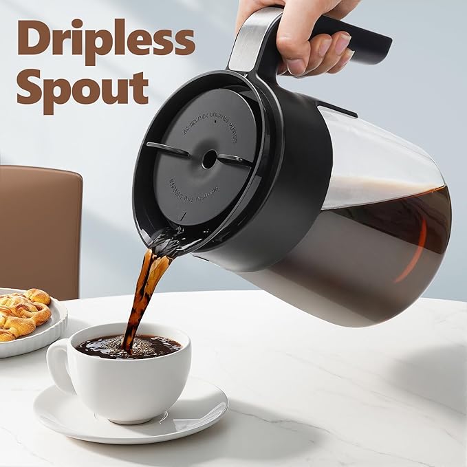 12 Cup Coffee Pot Replacement Compatible with Ninja Coffee Maker CFP101 CFP201 CFP301 CFN601 CFP307 CFN602 CM400 CM401 CF090, Glass Carafe for Ninja with Brew-Through Lid, BPA Free, Dishwasher Safe