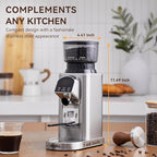 Conical Burr Coffee Grinder Electric with Electronic Timer, Anti-Static, Coffee Grinders for Home Use, Adjustable Conical Burr Mill with 48 Precise Settings for Espersso/Drip/French Press