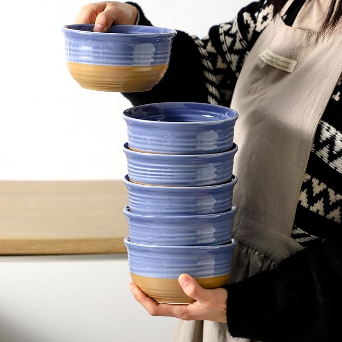 Hasense Porcelain Soup Bowls, 20 OZ Cereal Bowls Set of 6, Small Bowls for Kitchen, Great for Cereal, Snack, Rice, Soup, Ice Cream, Dessert, Dishwasher and Microwave Safe, Purple